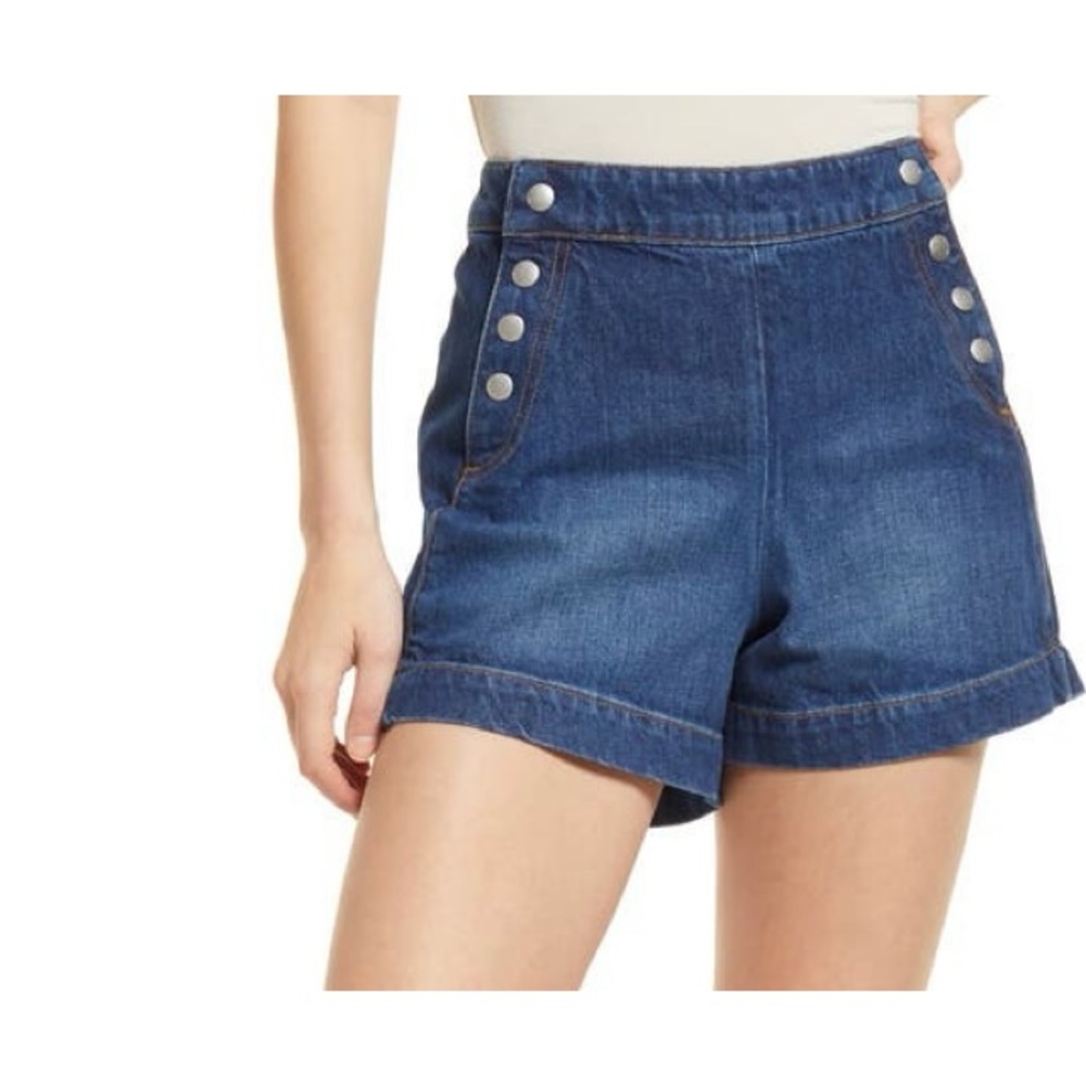 Frame Sailor Snap Denim Shorts 28